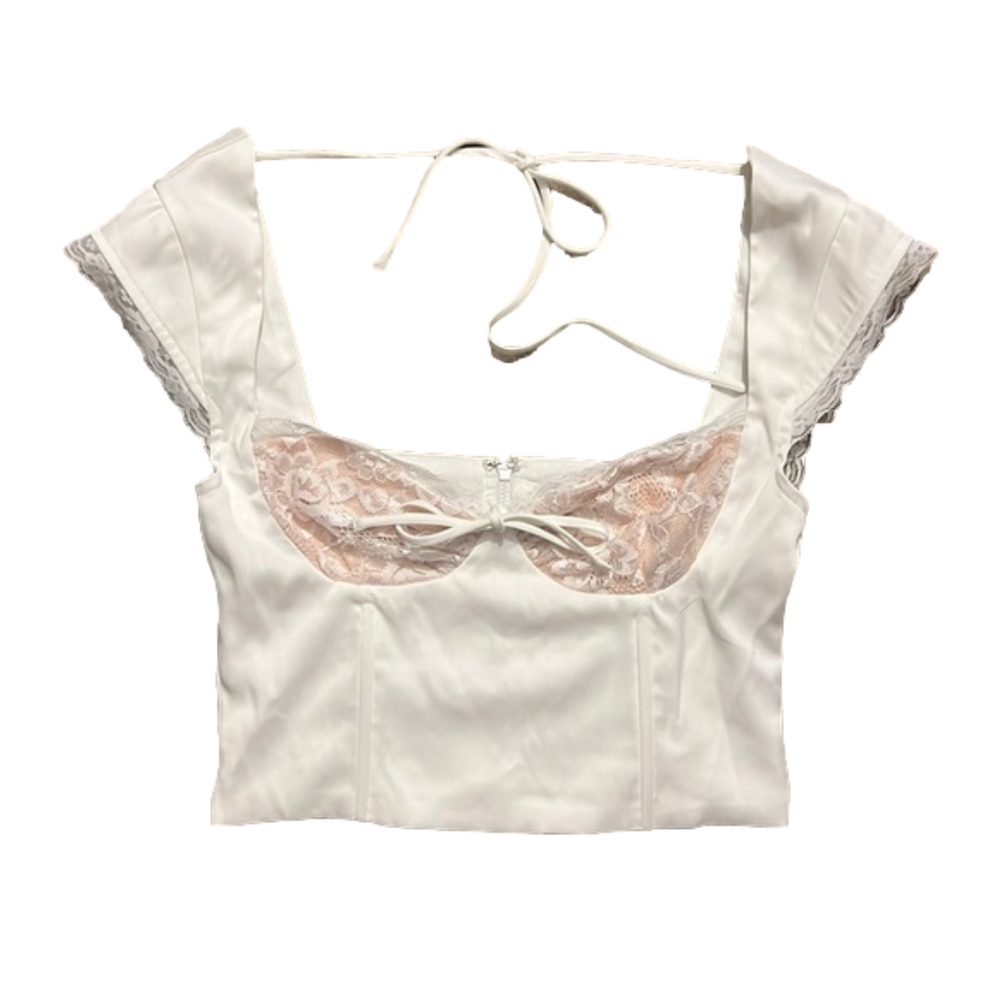 Princess Polly White Lace Crop Top